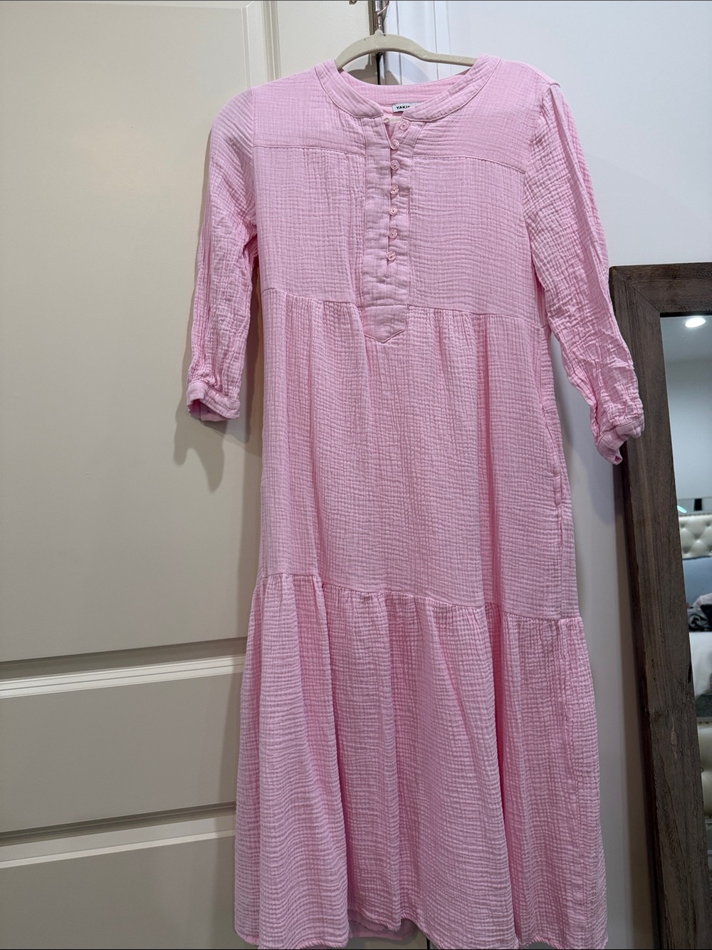 Light Pink Women’s Tiered Cotton Dress